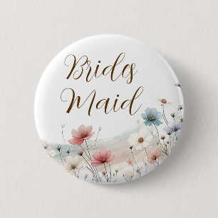 Bridesmaid Wildflower Bridal Shower 2 Inch Round Button