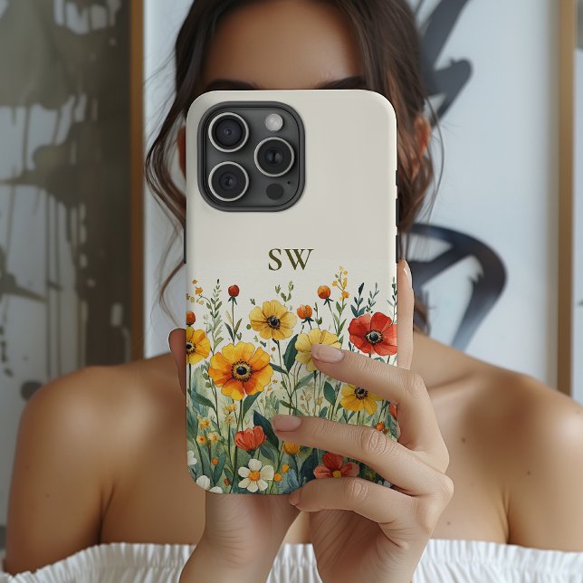 Bridesmaid | Wildflower Monogram Mothers Day Bride Case-Mate iPhone Case (Custom Floral Phone Case Gift for Mom, Grandma, Teacher, Women, Bridesmaid Proposal Keepsake)