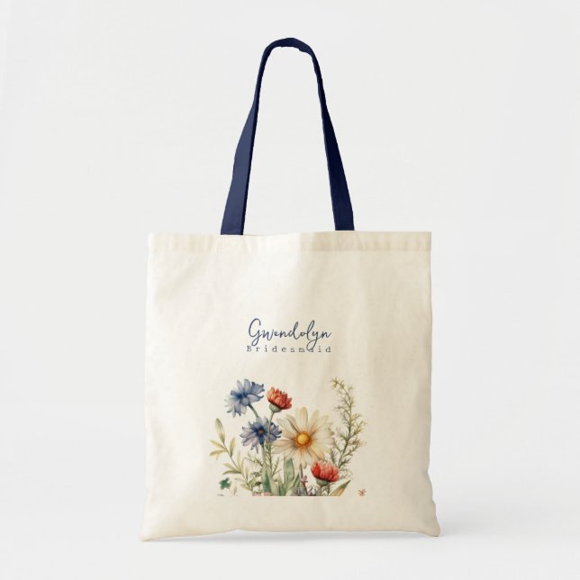 Bridesmaid Wildflowers Personalized Gift Bag (Front)