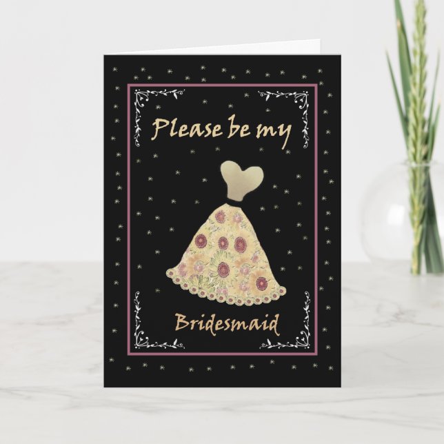 Bridesmaid Winter Wedding Invitation Flowered Gown (Front)