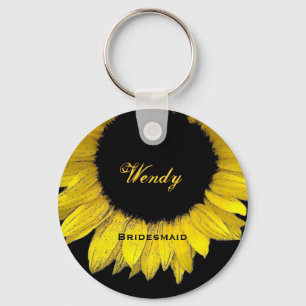 Bridesmaid Yellow Sunflower  E050 Keychain