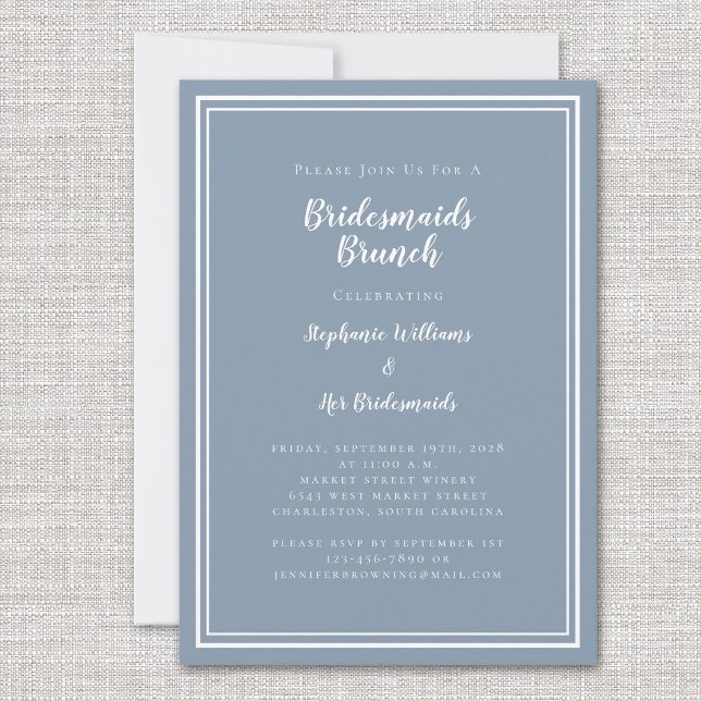 Bridesmaids Brunch Bridal Shower Dusty Blue Modern Invitation (Creator Uploaded)