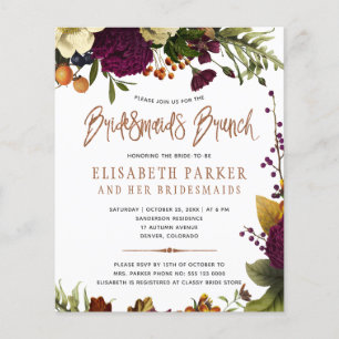 Bridesmaids brunch budget bridal shower invitation flyer