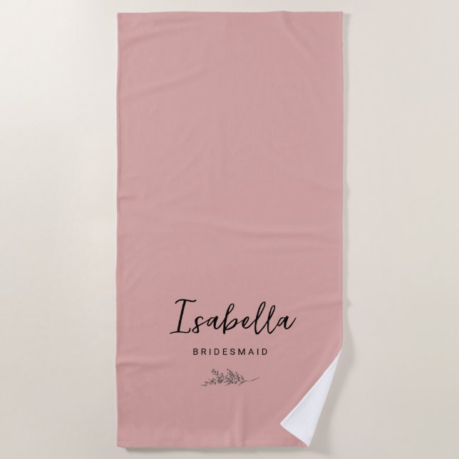 Bridesmaids Dusty Pink with Botanical Beach Towel (Front)