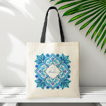 Bridesmaids gifts aqua blue talavera monogrammed tote bag<br><div class="desc">Bridesmaids gifts aqua blue talavera monogrammed personalized name tote bag gifts for her</div>