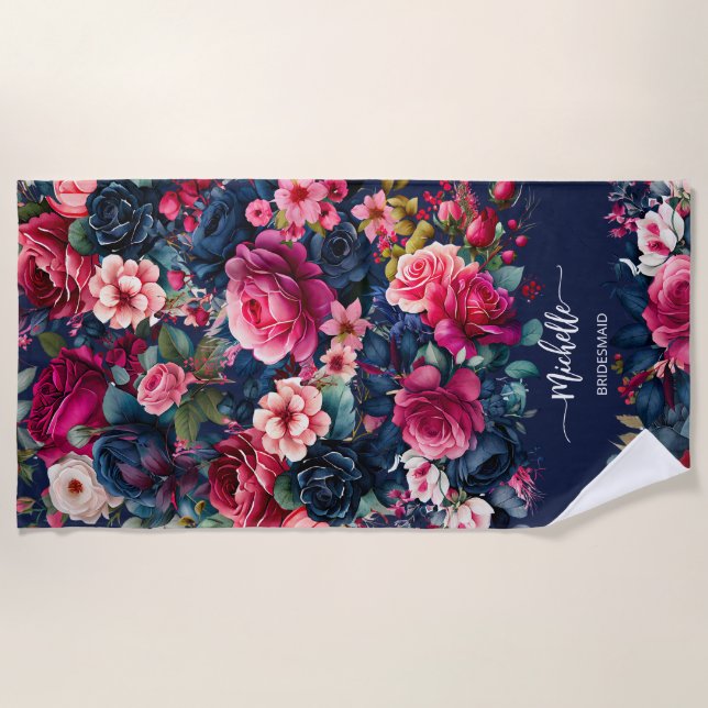 Bridesmaids gifts bridal party gift custom beach towel (Front)