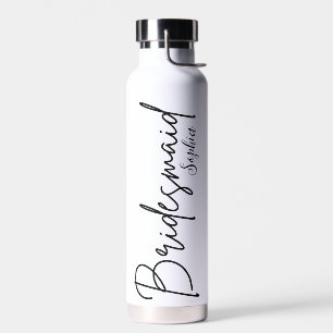 Bridesmaids Gifts Custom Black Modern Script Water Bottle