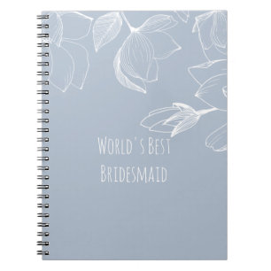 BRIDESMAIDS GIFTS Dusty Blue White Magnolias Notebook