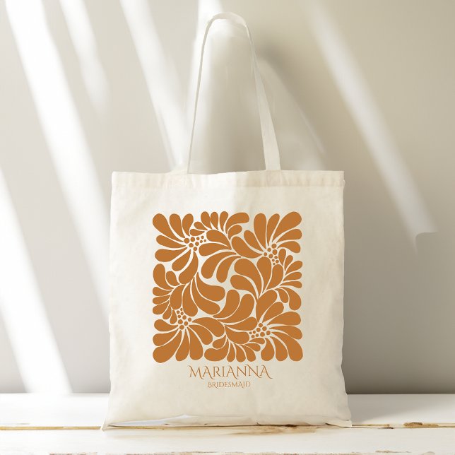 Bridesmaids gifts Mexican talavera personalized Tote Bag (Bridesmaids gifts Mexican  terracotta talavera personalized name Tote Bag bridal party gifts for her)