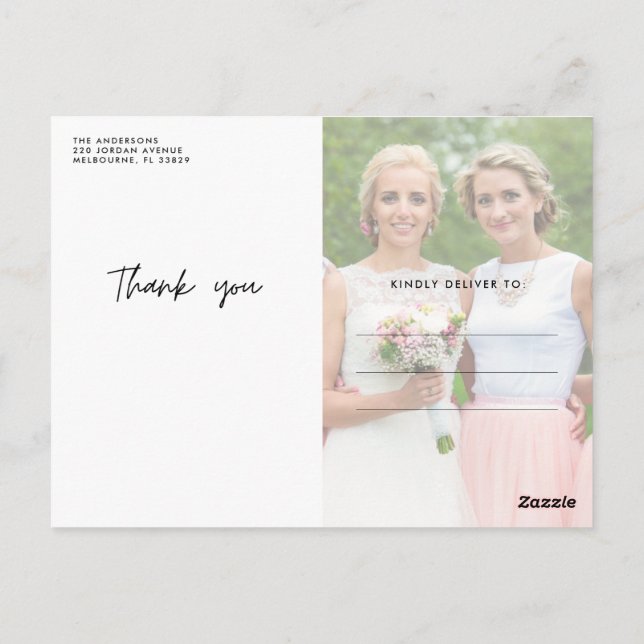 Bridesmaids Grateful Photo Blank Thank You  Postcard (Back)