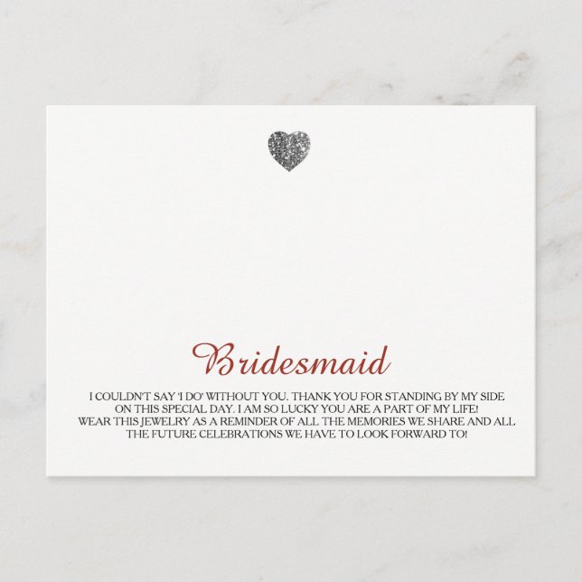 Bridesmaids Jewellery Template Postcard (Front)