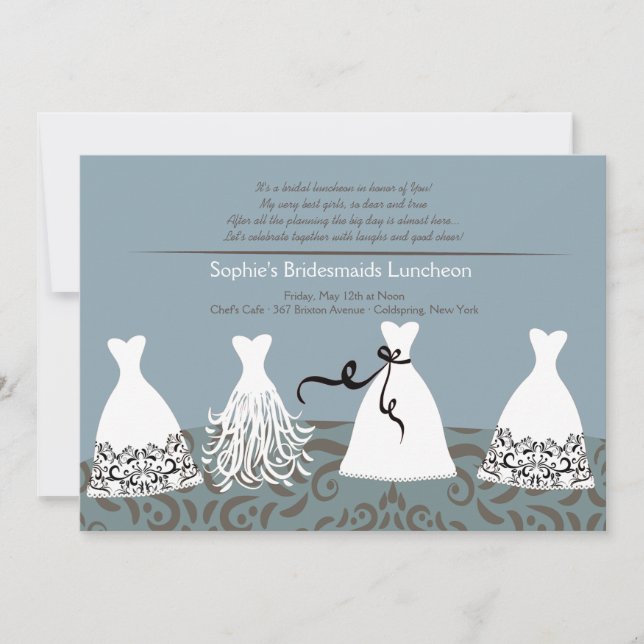 Bridesmaid's Lunch Blue Background Invitation (Front)