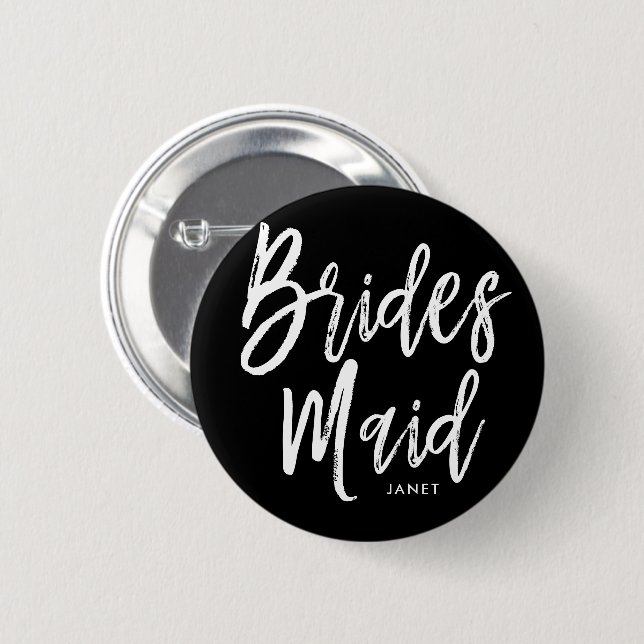 Bridesmaids | Script Style Custom Wedding 2 Inch Round Button (Front & Back)