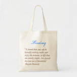 Bridesmaids tote - Quote 1<br><div class="desc">Bridesmaids tote in blue and brown font. Choose a quote that fits each bridesmaid!</div>