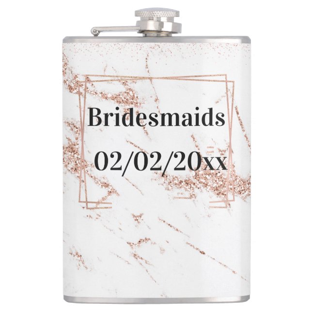 Bridesmaids Tumbler: Rose Gold Elegance Hip Flask (Front)