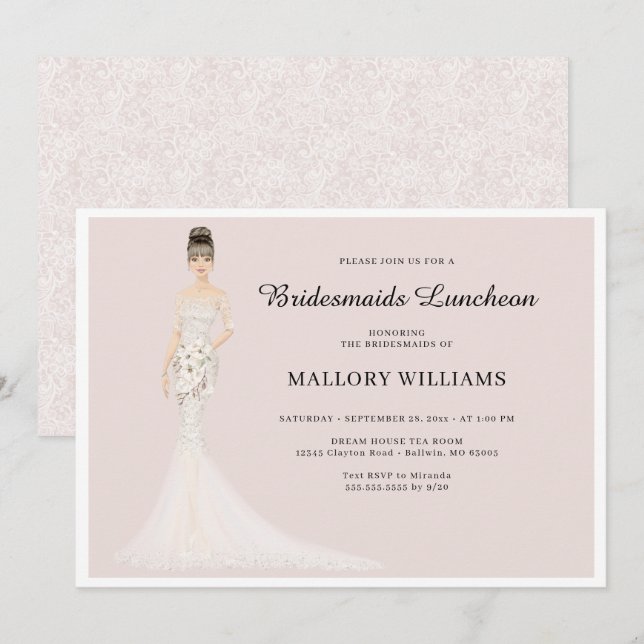 Bridesmaiers déjeuner Fashion Bride Invitation (Devant / Derrière)