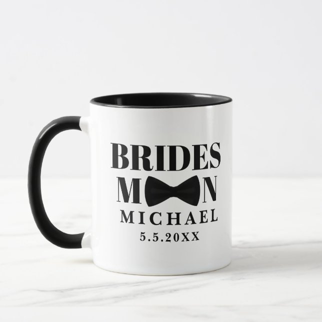 BRIDESMAN black tie bow wedding personalized  Mug (Left)