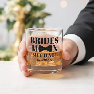 BRIDESMAN black tie bow wedding personalized Whiskey Glass