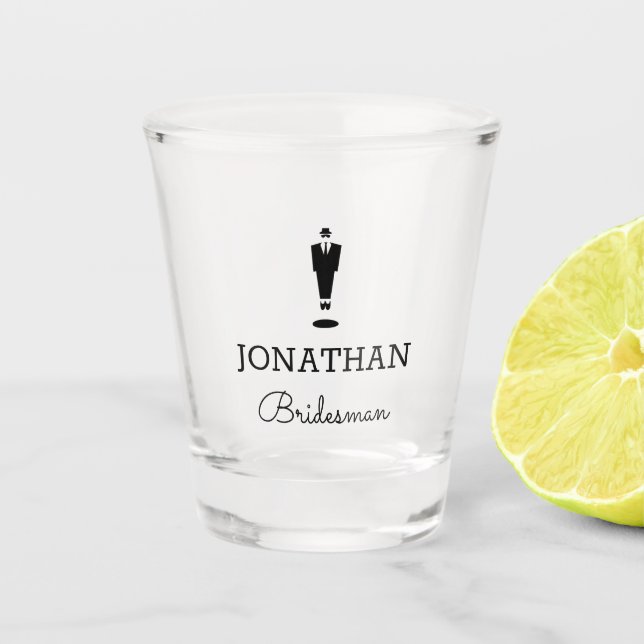 Bridesman Gift Wedding Party Custom Personalized  Shot Glass (Front)