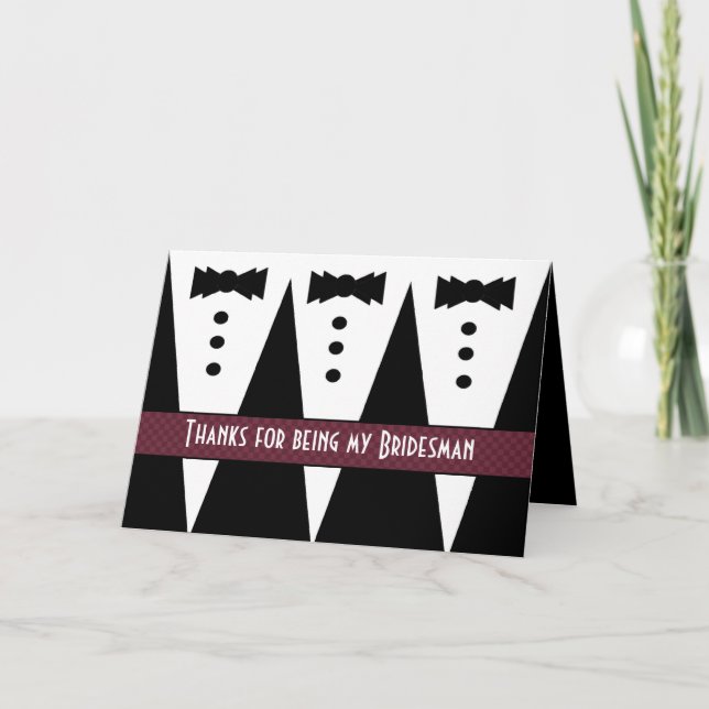 Bridesman Thank You - Three Tuxedos - Customizable (Front)