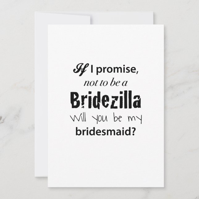 Bridezilla - Invitation de Bridesmaid (Devant)