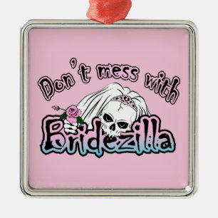 Bridezilla Skull Metal Ornament