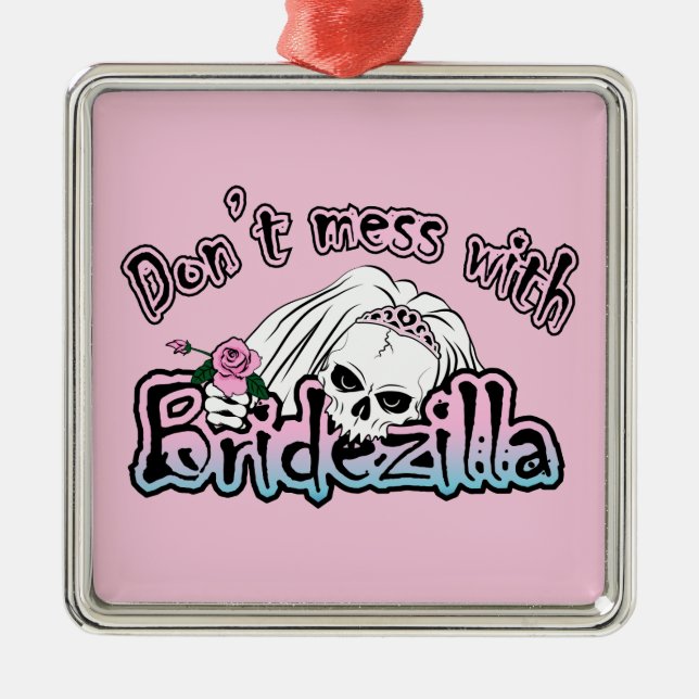 Bridezilla Skull Metal Ornament (Front)