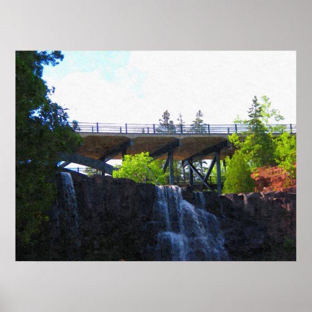 Bridge above Gooseberry Falls-Painting Print (Front)