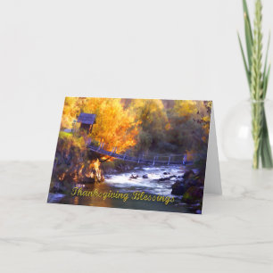 Bridge Across the Stream Thanksgiving Blessings Holiday Card