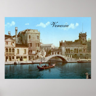 Bridge and canal in Venice (1900) Poster