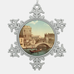 Bridge and Canal, Venice, Italy Snowflake Pewter Christmas Ornament