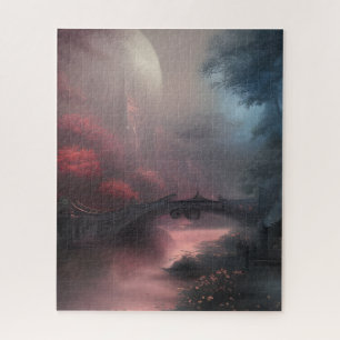 Bridge and Castle on Dark Misty Night  Jigsaw Puzzle