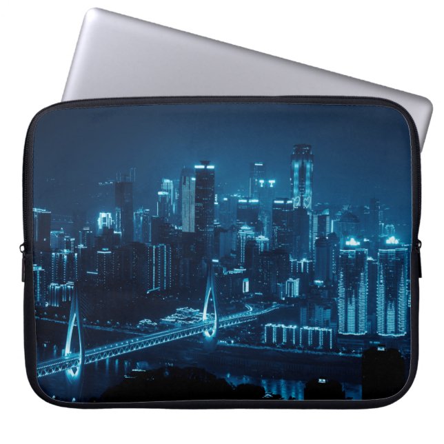 Bridge and city urban architecture at night in Cho Laptop Sleeve (Front)