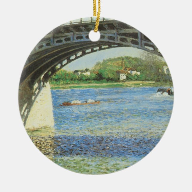 Bridge at Argenteuil by Gustave Caillebotte Ceramic Ornament (Front)