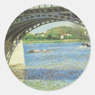 Bridge at Argenteuil by Gustave Caillebotte Classic Round Sticker