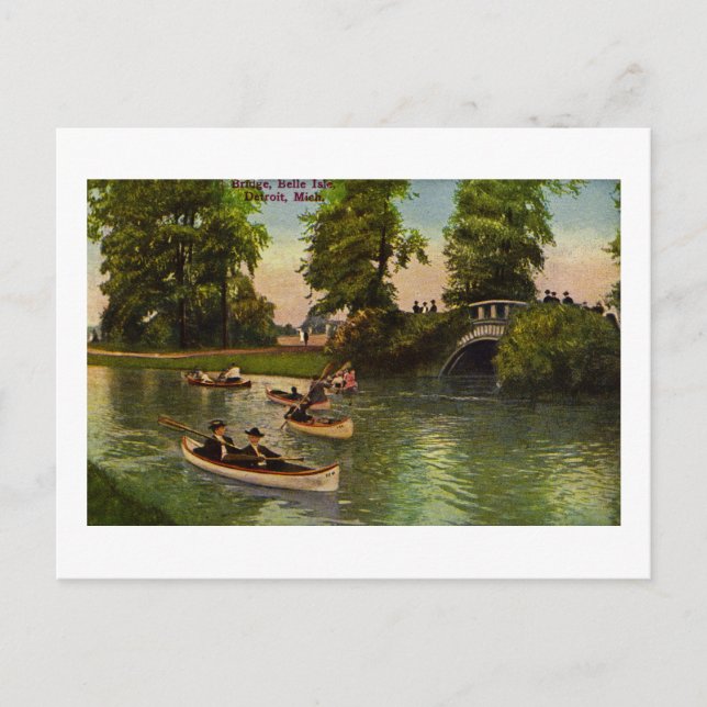 Bridge at Belle Isle, Detroit, Michigan Vintage Postcard (Front)