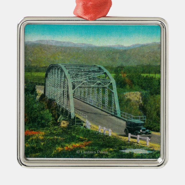 Bridge at Castaic Creek Near Saugus Metal Ornament (Front)