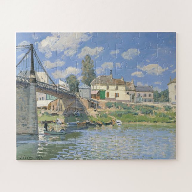 Bridge at Villeneu by Sisley Impressionist Paint Jigsaw Puzzle (Horizontal)