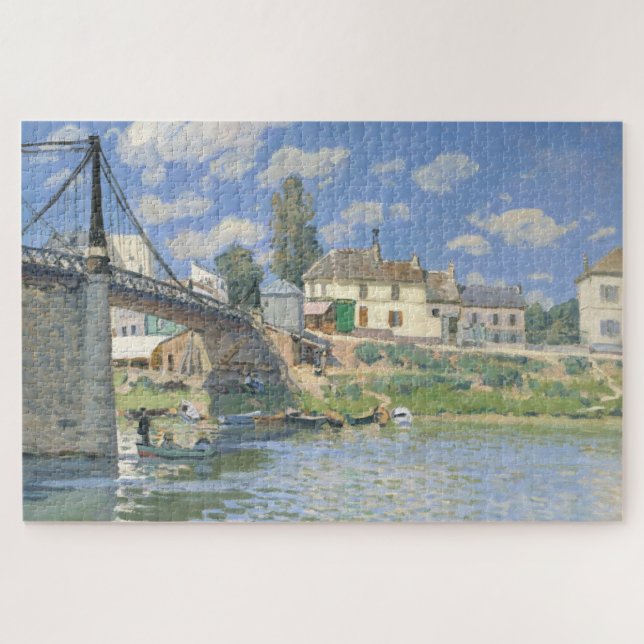 Bridge at Villeneu by Sisley Impressionist Paint Jigsaw Puzzle (Horizontal)