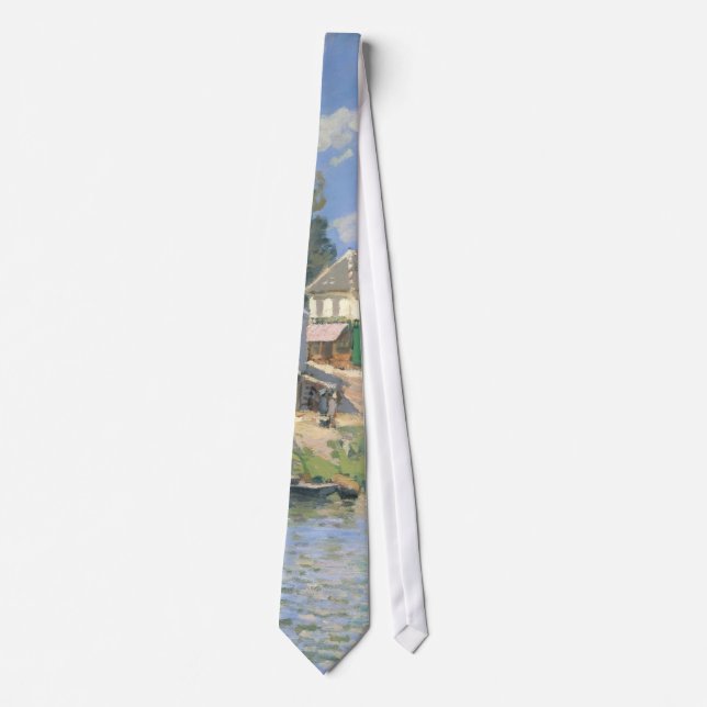 Bridge at Villeneu by Sisley Impressionist Paint Tie (Front)