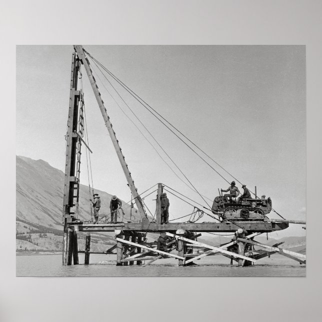 Bridge Builders in Alaska, 1942. Vintage Photo Poster (Front)