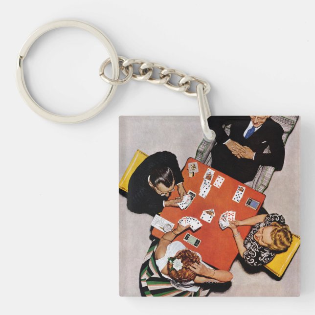 Bridge Game by Norman Rockwell Keychain (Front)