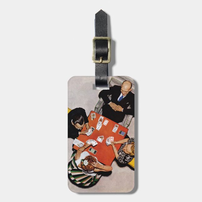 Bridge Game by Norman Rockwell Luggage Tag (Front Vertical)