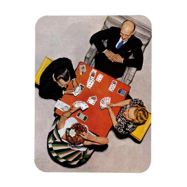 Bridge Game by Norman Rockwell Magnet (Vertical)