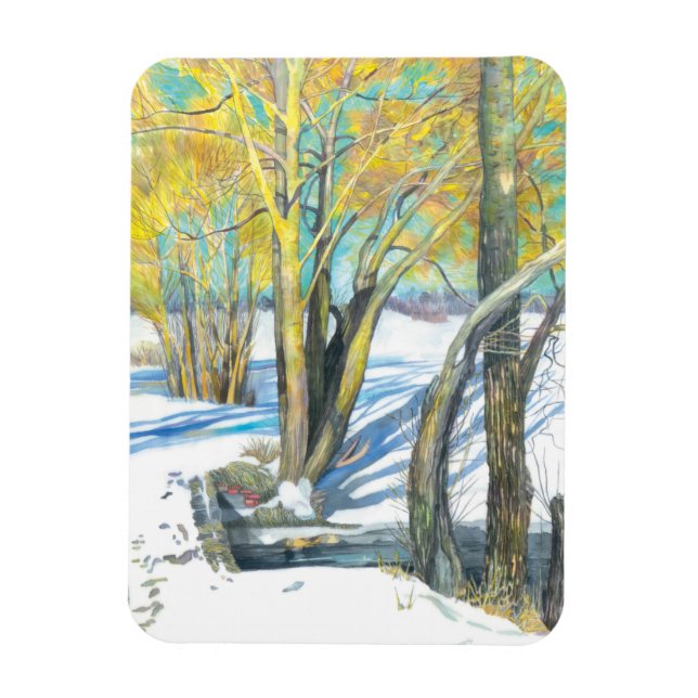 bridge in the winter magnet (Vertical)