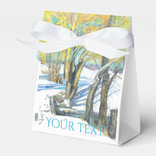 bridge in the winter Watercol painting Favor Box (Front Side)