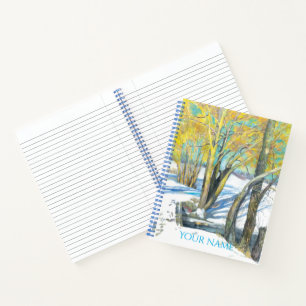 bridge in the winter Watercol painting Notebook