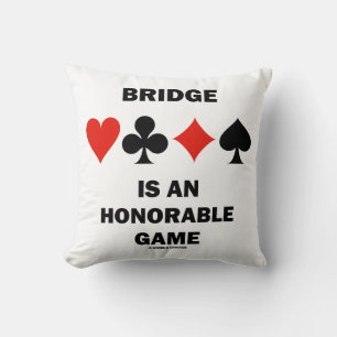 Bridge Is An Honorable Game Four Card Suits Throw Pillow