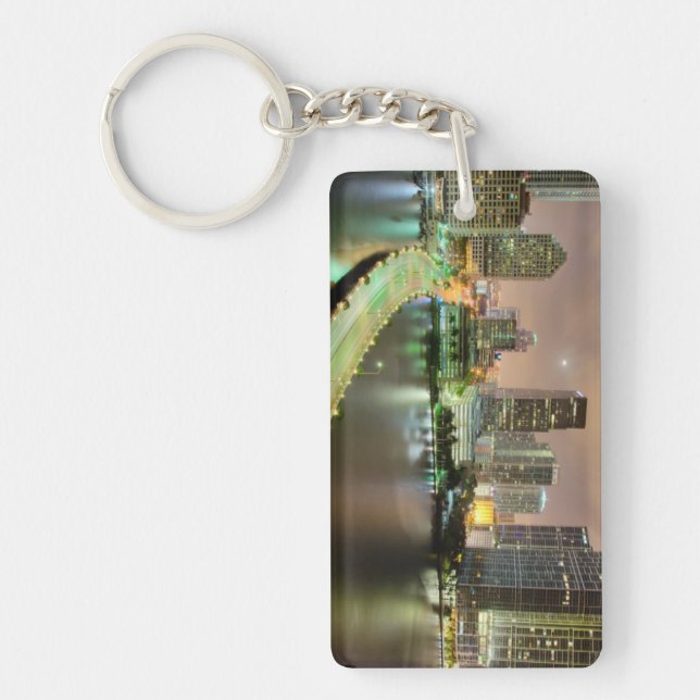 Bridge leads across waterway to downtown Miami Keychain (Front)