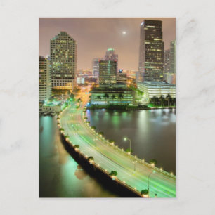 Bridge leads across waterway to downtown Miami Postcard